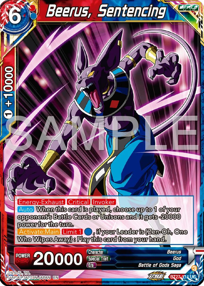 Beerus, Sentencing (BT27-114) [History of Z] | Pegasus Games WI