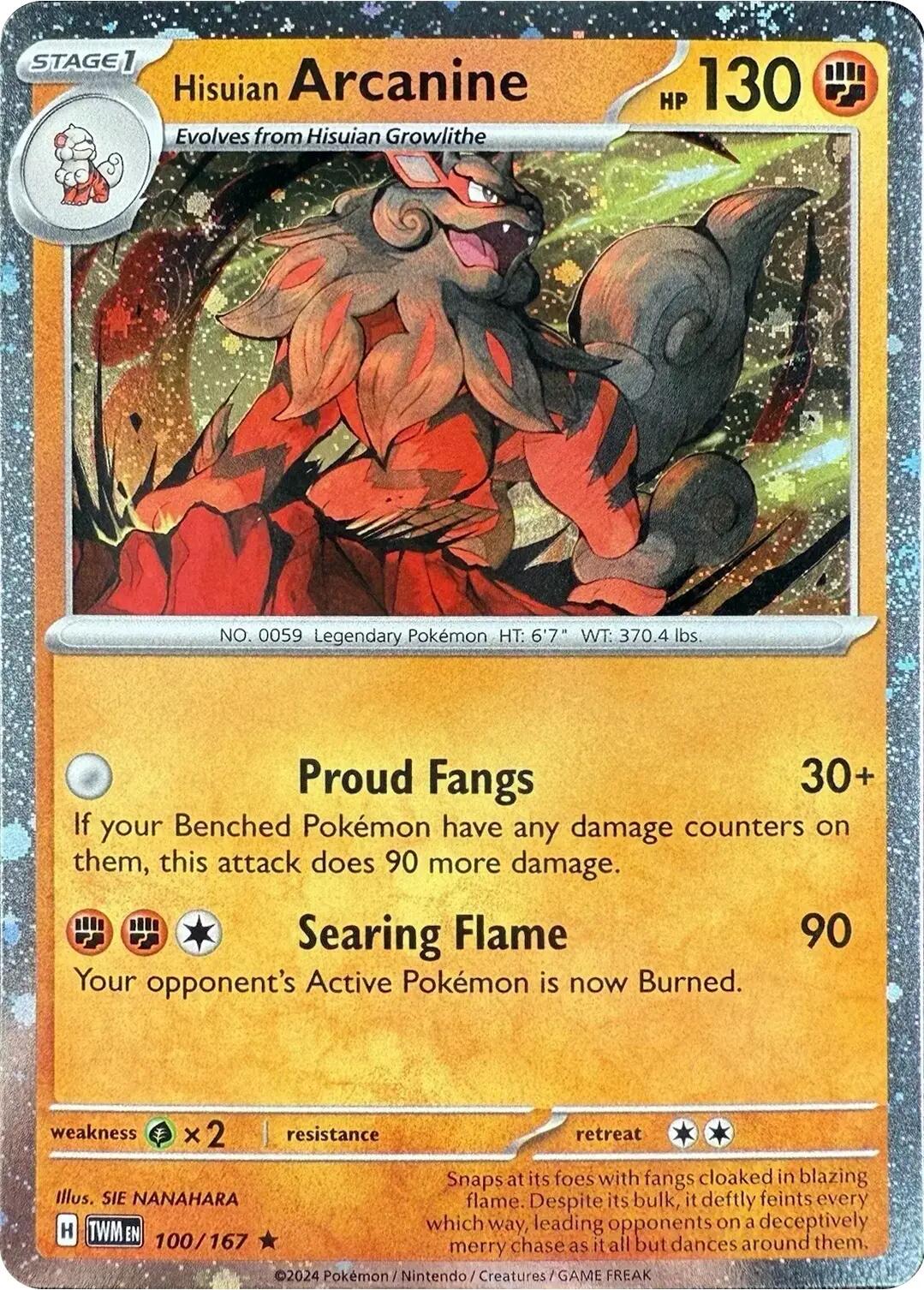 Hisuian Arcanine (100/167) (Cosmos Holo) [Scarlet & Violet: Twilight Masquerade] | Pegasus Games WI