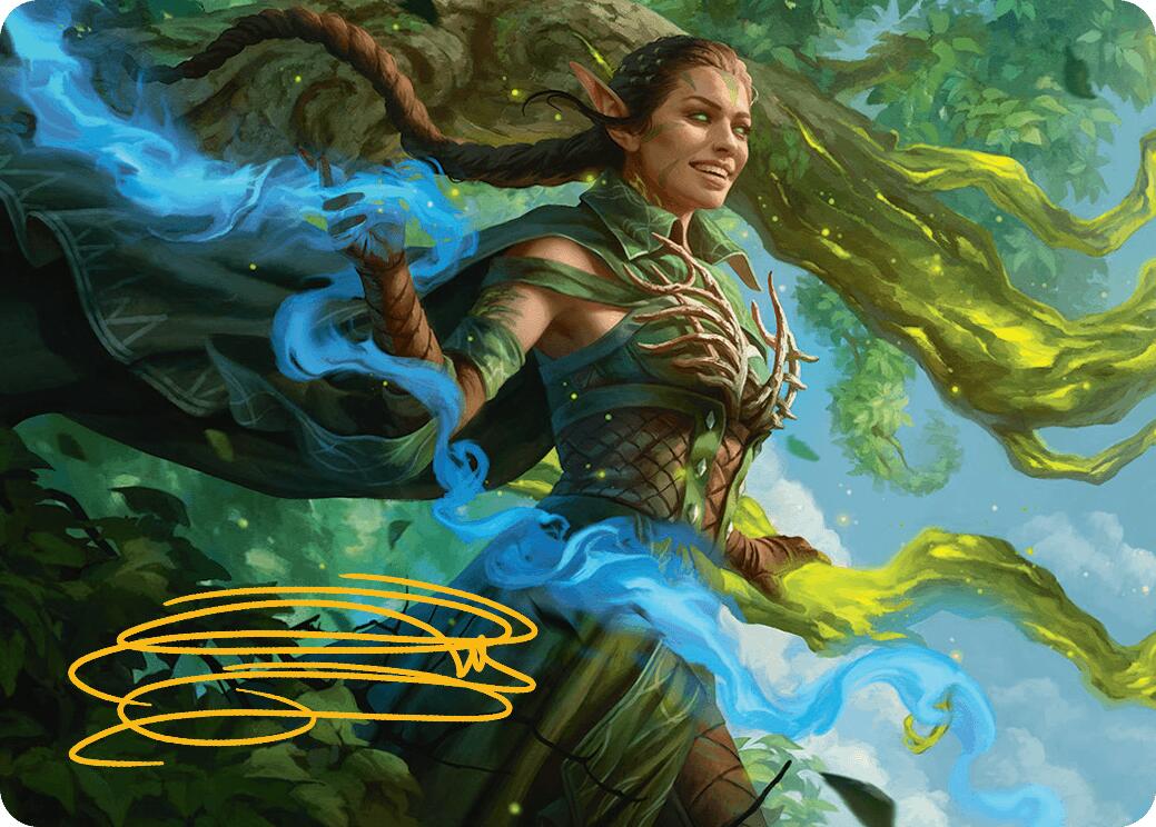 Nissa, Worldsoul Speaker Art Card (Gold-Stamped Signature) [Aetherdrift Art Series] | Pegasus Games WI