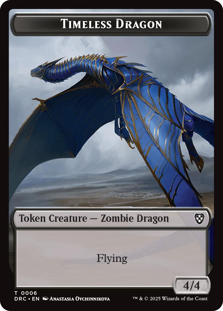 Timeless Dragon // Zombie (0003) Double-Sided Token [Aetherdrift Tokens] | Pegasus Games WI