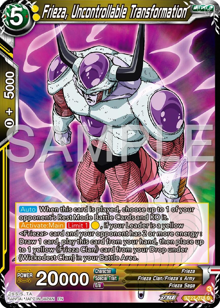 Frieza, Uncontrollable Transformation (BT27-078) [History of Z] | Pegasus Games WI