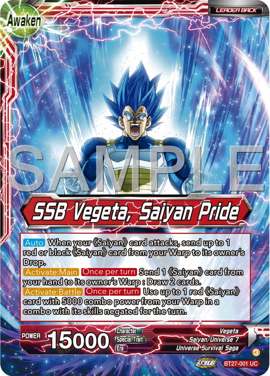 Vegeta // SSB Vegeta, Saiyan Pride (BT27-001) [History of Z] | Pegasus Games WI