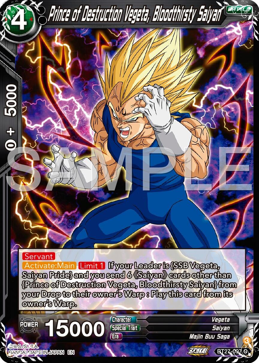 Prince of Destruction Vegeta, Bloodthirsty Saiyan (BT27-097) [History of Z] | Pegasus Games WI