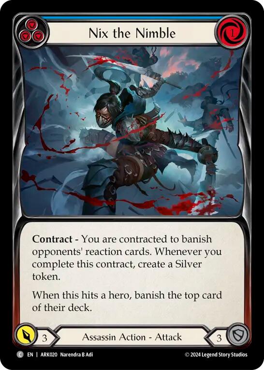 Nix the Nimble (Blue) [ARK020] (The Hunted Arakni Blitz Deck) | Pegasus Games WI