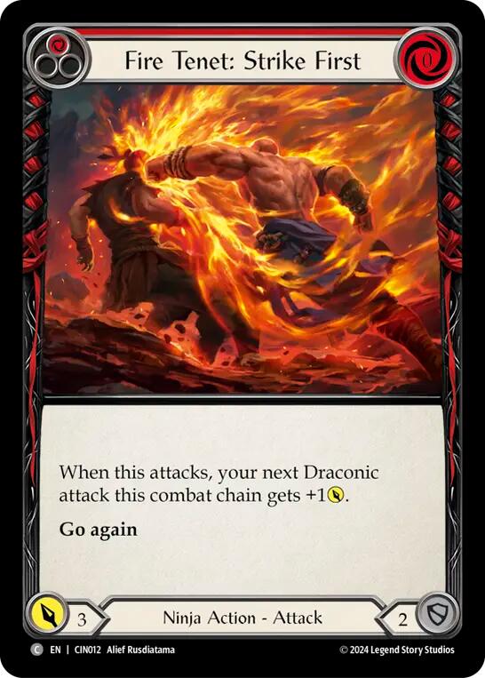 Fire Tenet: Strike First (Red) [CIN012] (The Hunted Cindra Blitz Deck) | Pegasus Games WI