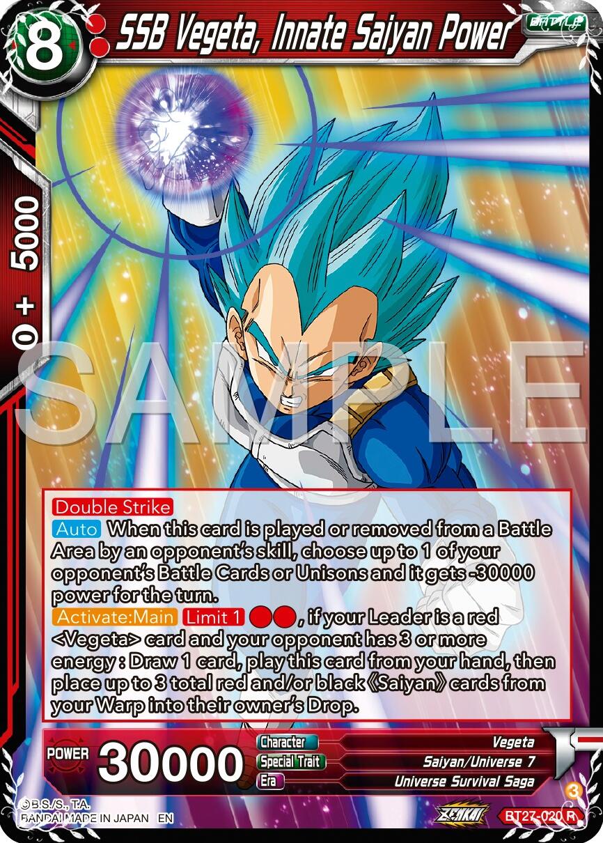 SSB Vegeta, Innate Saiyan Power (BT27-020) [History of Z] | Pegasus Games WI