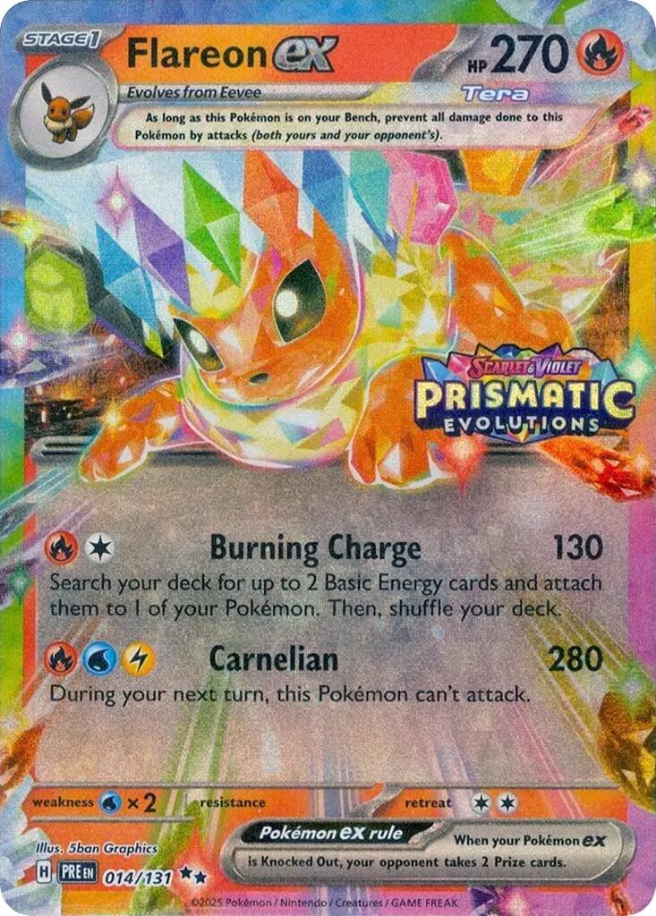 Flareon ex (014/131) (Prismatic Evolutions Stamp) [Scarlet & Violet: Prismatic Evolutions] | Pegasus Games WI