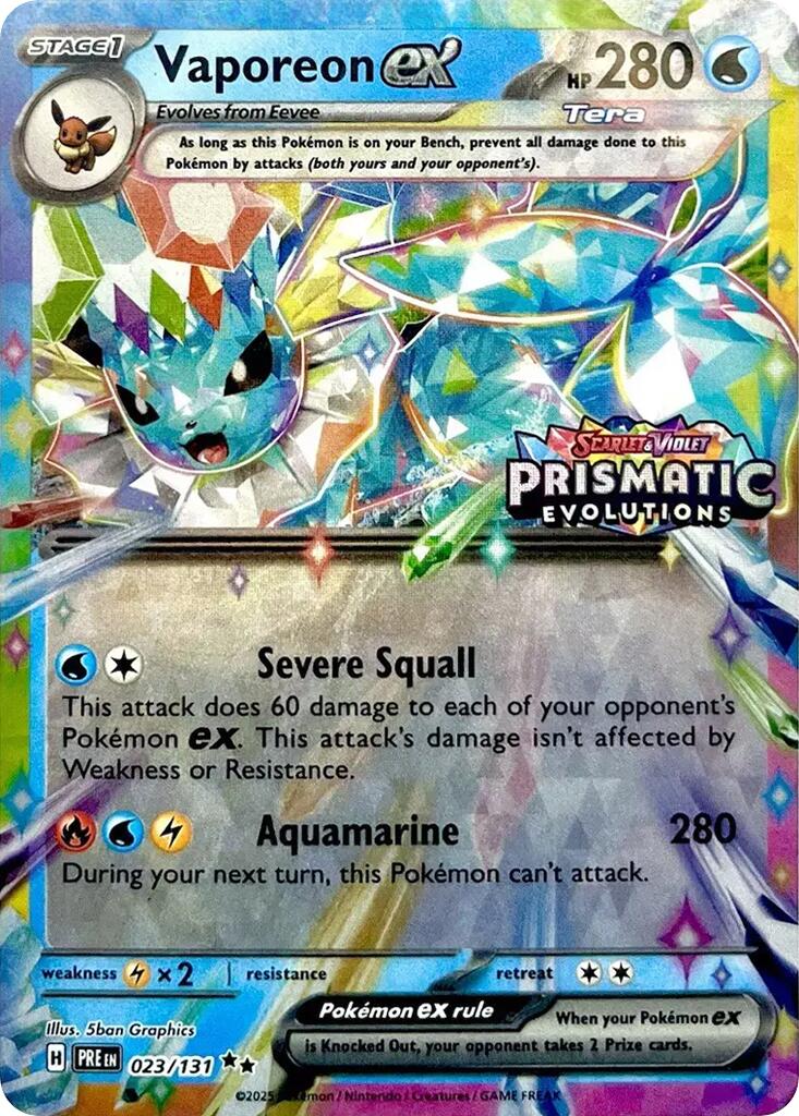 Vaporeon ex (023/131) (Prismatic Evolutions Stamp) [Scarlet & Violet: Prismatic Evolutions] | Pegasus Games WI