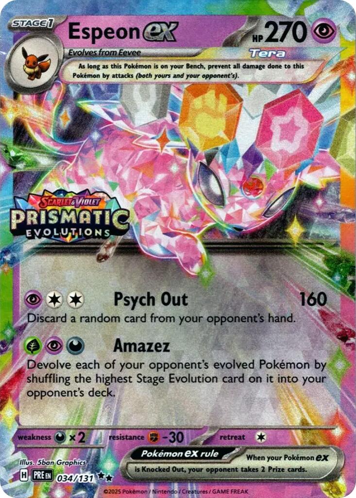 Espeon ex (034/131) (Prismatic Evolutions Stamp) [Scarlet & Violet: Prismatic Evolutions] | Pegasus Games WI