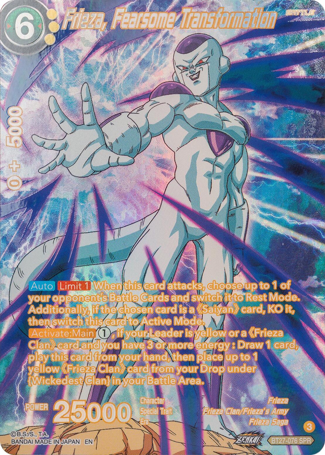 Frieza, Fearsome Transformation (SPR) (BT27-076) [History of Z] | Pegasus Games WI