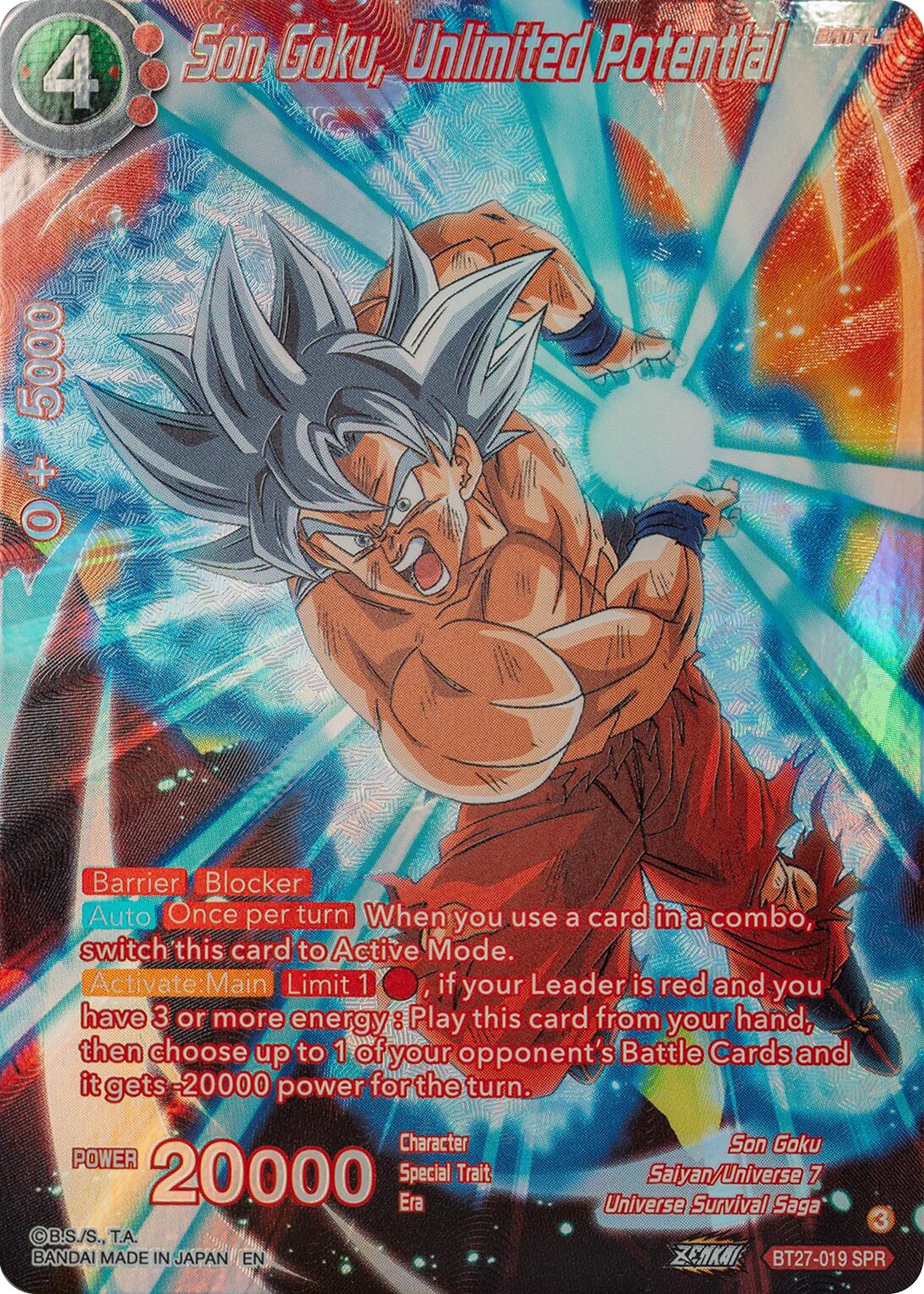 Son Goku, Unlimited Potential (SPR) (BT27-019) [History of Z] | Pegasus Games WI