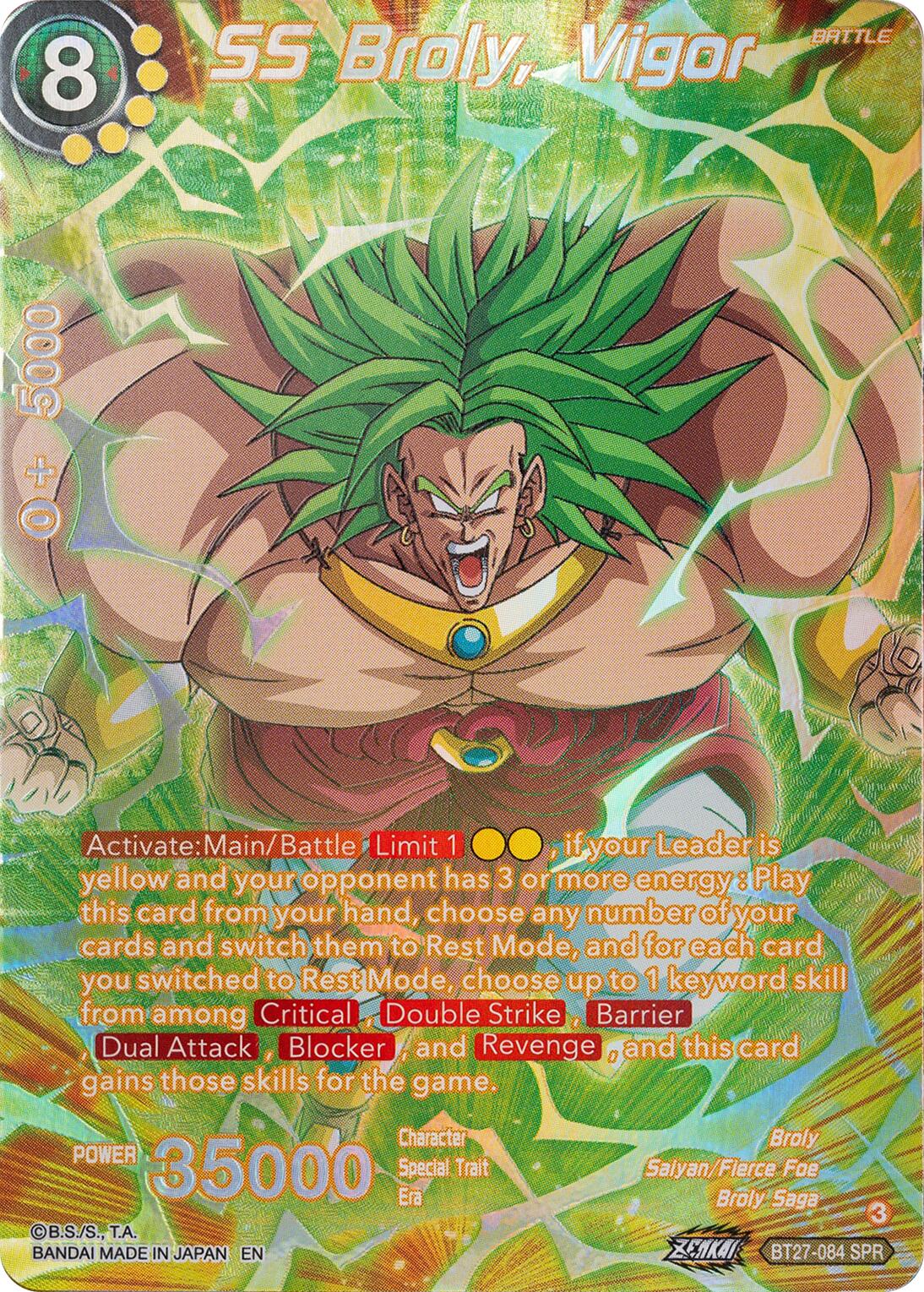 SS Broly, Vigor (SPR) (BT27-064) [History of Z] | Pegasus Games WI