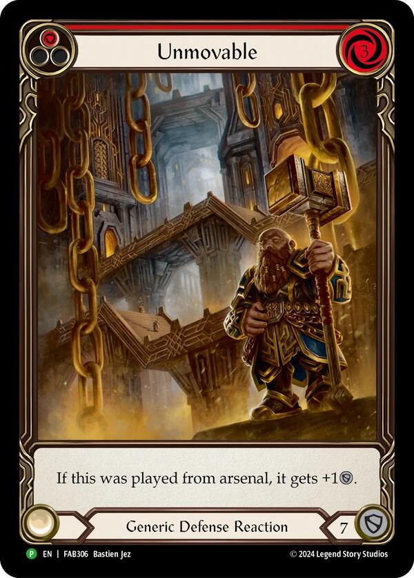 Unmovable (Red) (Extended Art) [FAB306] (Promo)  Rainbow Foil | Pegasus Games WI