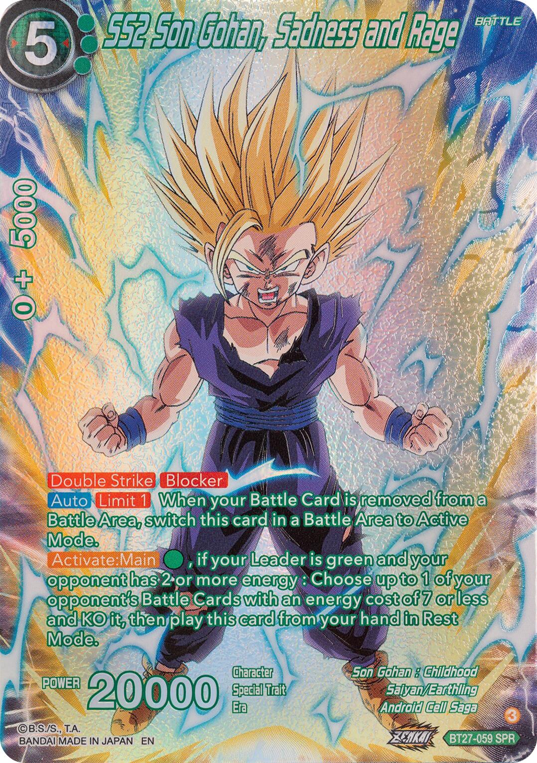 SS2 Son Gohan, Sadness and Rage (SPR) (BT27-059) [History of Z] | Pegasus Games WI