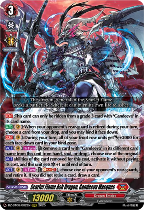 Scarlet Flame Ash Dragon, Gandeeva Masques (DZ-BT06/002EN) [DZ-BT06: Generation Dragenesis] | Pegasus Games WI