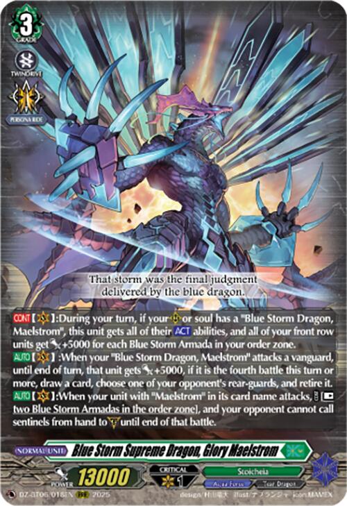 Blue Storm Supreme Dragon, Glory Maelstrom (DZ-BT06/018EN) [DZ-BT06: Generation Dragenesis] | Pegasus Games WI