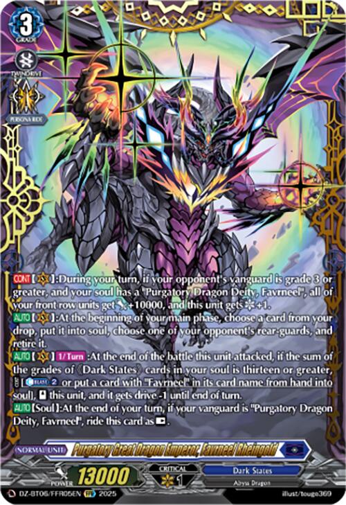 Purgatory Great Dragon Emperor, Favrneel Rheingold (DZ-BT06/FFR05EN) [DZ-BT06: Generation Dragenesis] | Pegasus Games WI