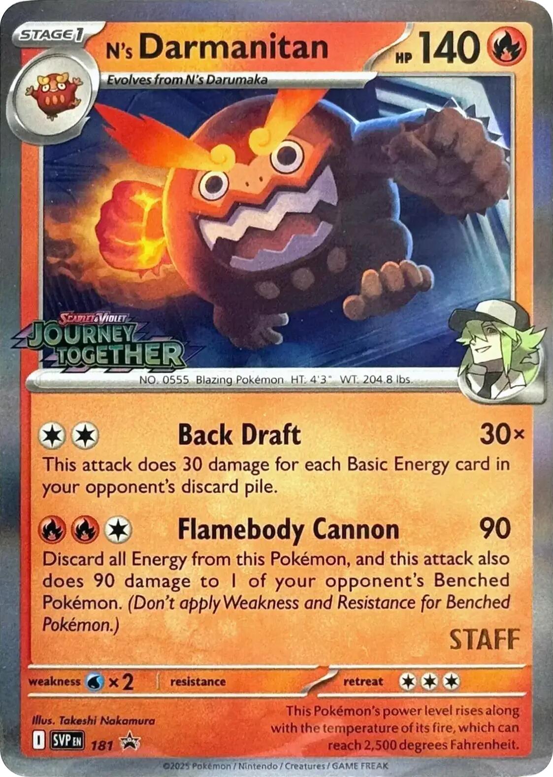 N's Darmanitan (181) (Prerelease Staff) [Scarlet & Violet: Black Star Promos] | Pegasus Games WI