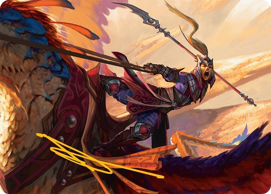 Dragonback Lancer Art Card (3/54) (Gold-Stamped Signature) [Tarkir: Dragonstorm Art Series] | Pegasus Games WI