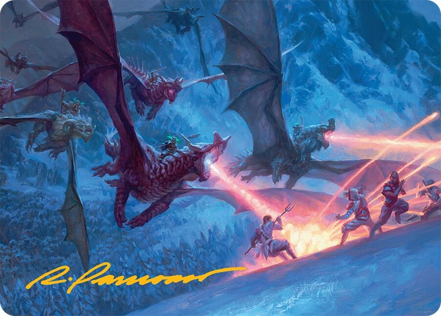 Dragonback Assault Art Card (22/54) (Gold-Stamped Signature) [Tarkir: Dragonstorm Art Series] | Pegasus Games WI