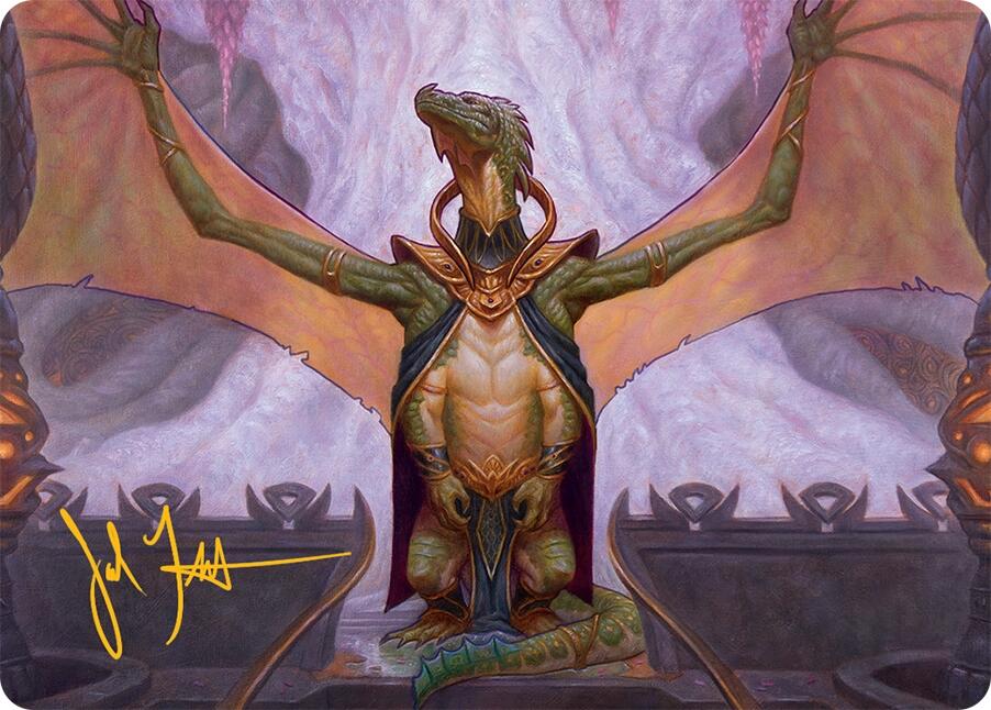 Kheru Goldkeeper Art Card (36/54) (Gold-Stamped Signature) [Tarkir: Dragonstorm Art Series] | Pegasus Games WI
