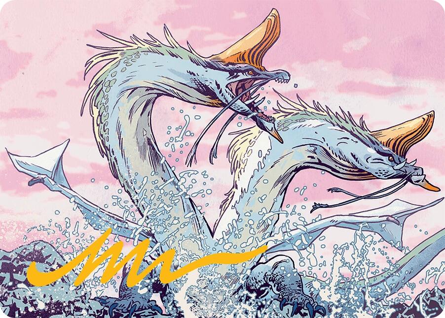 Twinmaw Stormbrood Art Card (39/54) (Gold-Stamped Signature) [Tarkir: Dragonstorm Art Series] | Pegasus Games WI