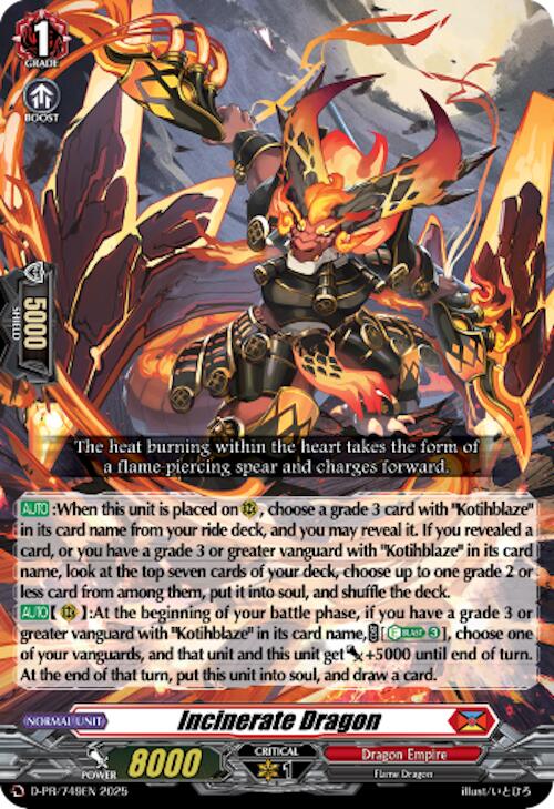 Incinerate Dragon (D-PR/749EN) [D Promo Cards] | Pegasus Games WI