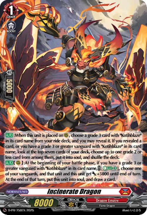 Incinerate Dragon (Foil) (D-PR/750EN) [D Promo Cards] | Pegasus Games WI