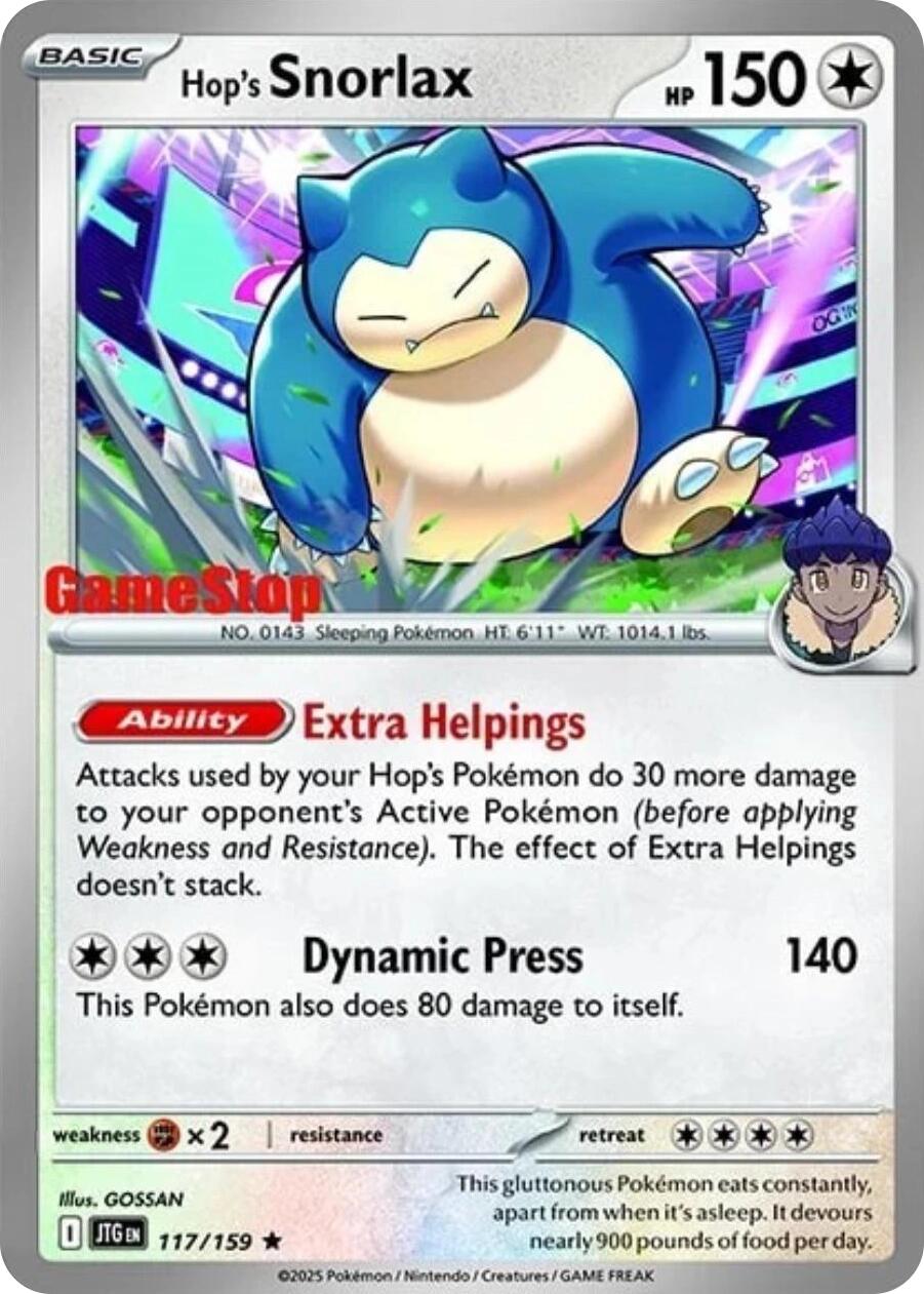 Hop's Snorlax (117/159) (GameStop) (Cosmos Holo) [Scarlet & Violet: Journey Together] | Pegasus Games WI