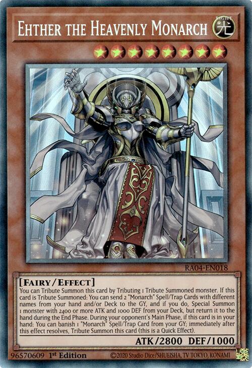 Ehther the Heavenly Monarch [RA04-EN018] Prismatic Collector's Rare | Pegasus Games WI
