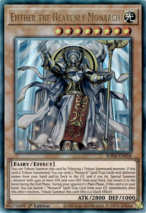 Ehther the Heavenly Monarch [RA04-EN018] Prismatic Ultimate Rare | Pegasus Games WI