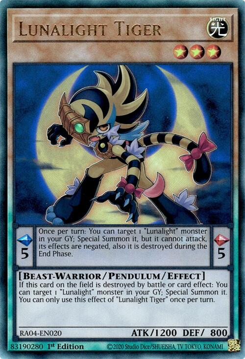 Lunalight Tiger [RA04-EN020] Prismatic Ultimate Rare | Pegasus Games WI