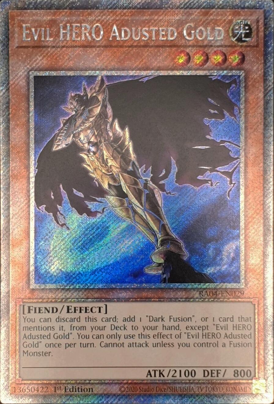 Evil HERO Adusted Gold [RA04-EN029] Platinum Secret Rare | Pegasus Games WI