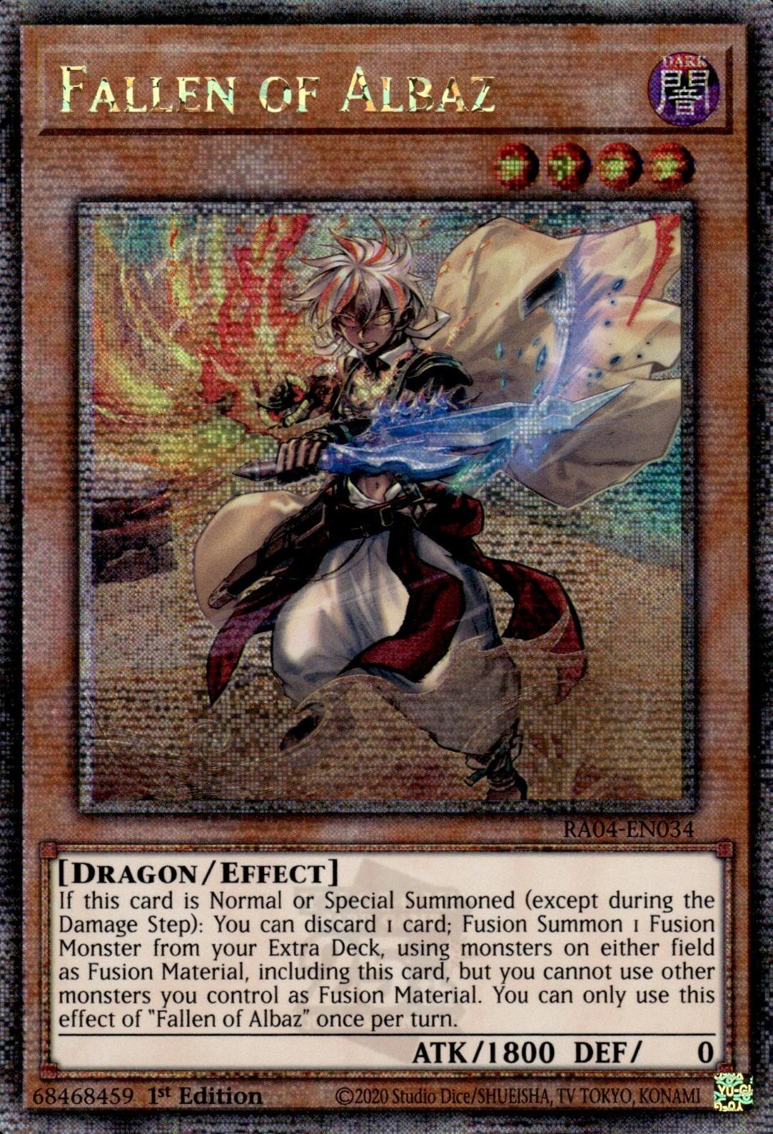 Fallen of Albaz (New Art) [RA04-EN034] Quarter Century Secret Rare | Pegasus Games WI