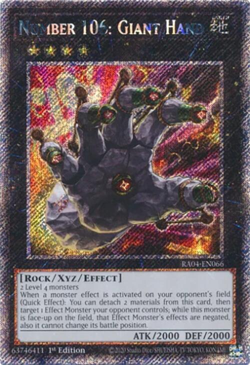 Number 106: Giant Hand [RA04-EN066] Platinum Secret Rare | Pegasus Games WI