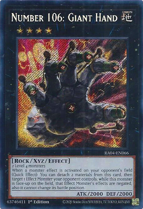 Number 106: Giant Hand [RA04-EN066] Secret Rare | Pegasus Games WI