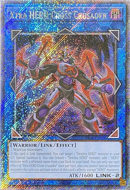 Xtra HERO Cross Crusader [RA04-EN076] Platinum Secret Rare | Pegasus Games WI