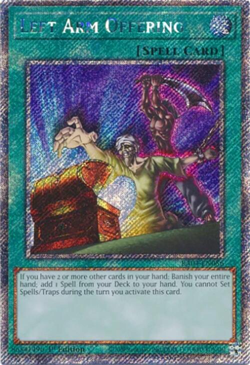 Left Arm Offering [RA04-EN086] Platinum Secret Rare | Pegasus Games WI