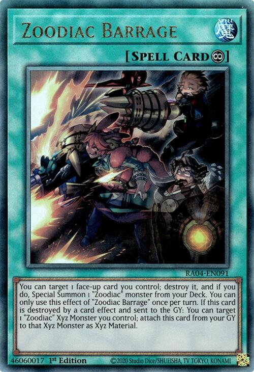 Zoodiac Barrage [RA04-EN091] Prismatic Ultimate Rare | Pegasus Games WI