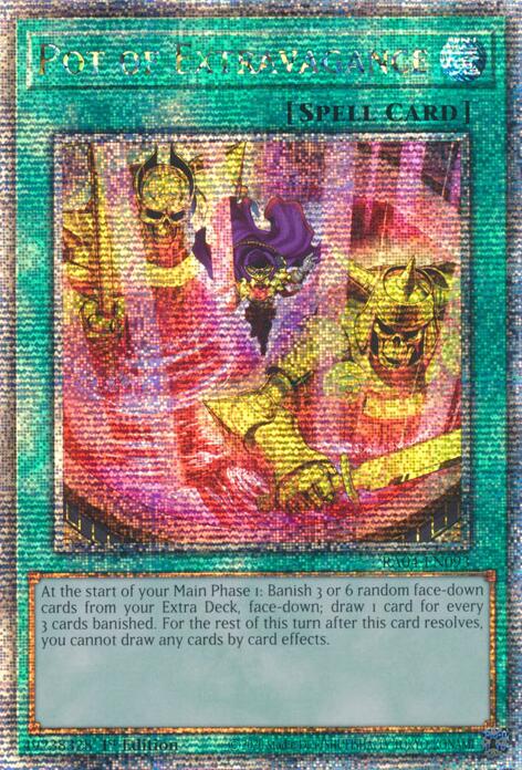 Pot of Extravagance (New Art) [RA04-EN093] Quarter Century Secret Rare | Pegasus Games WI