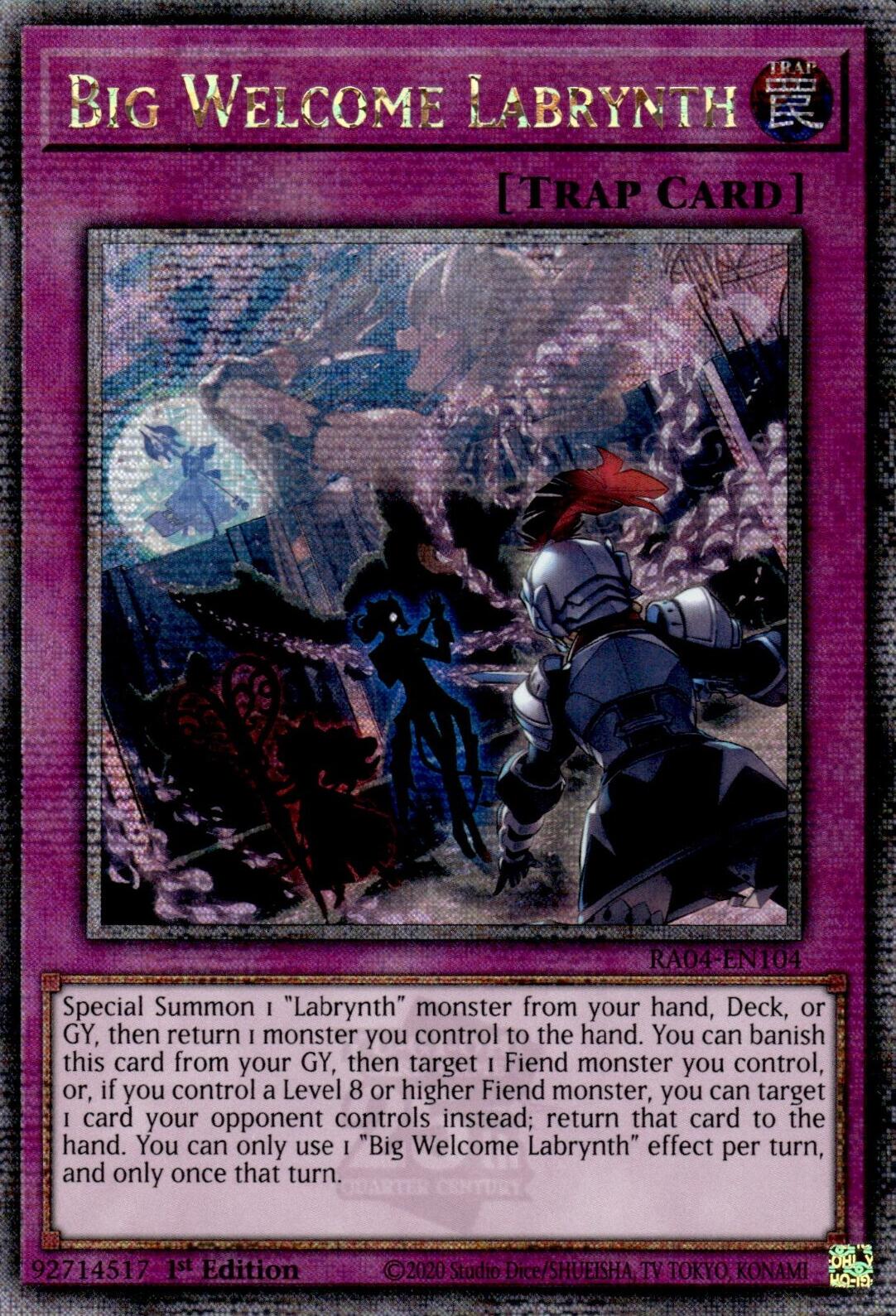 Big Welcome Labrynth [RA04-EN104] Quarter Century Secret Rare | Pegasus Games WI