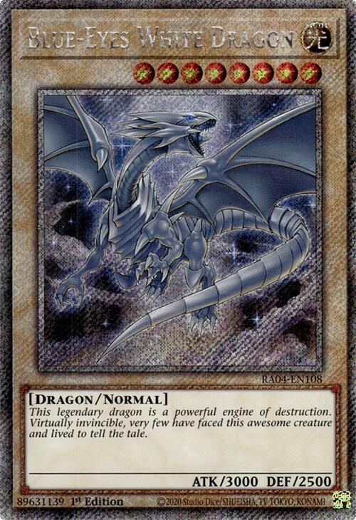 Blue-Eyes White Dragon (8th Art) [RA04-EN108] Platinum Secret Rare | Pegasus Games WI