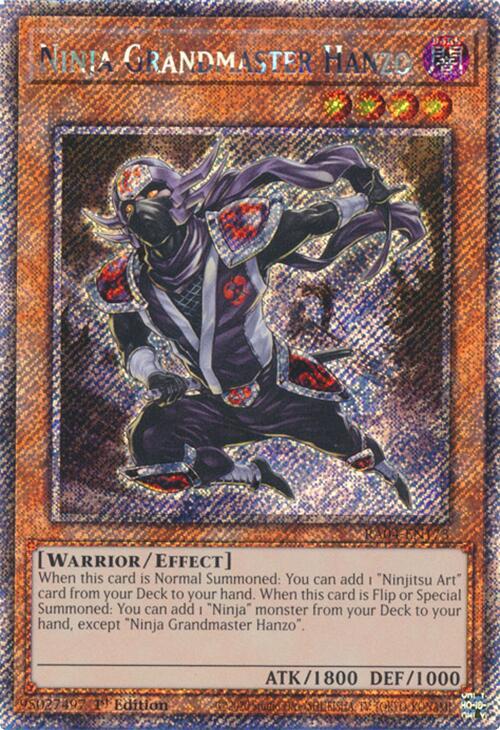 Ninja Grandmaster Hanzo [RA04-EN173] Platinum Secret Rare | Pegasus Games WI