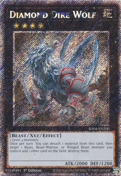 Diamond Dire Wolf [RA04-EN200] Platinum Secret Rare | Pegasus Games WI