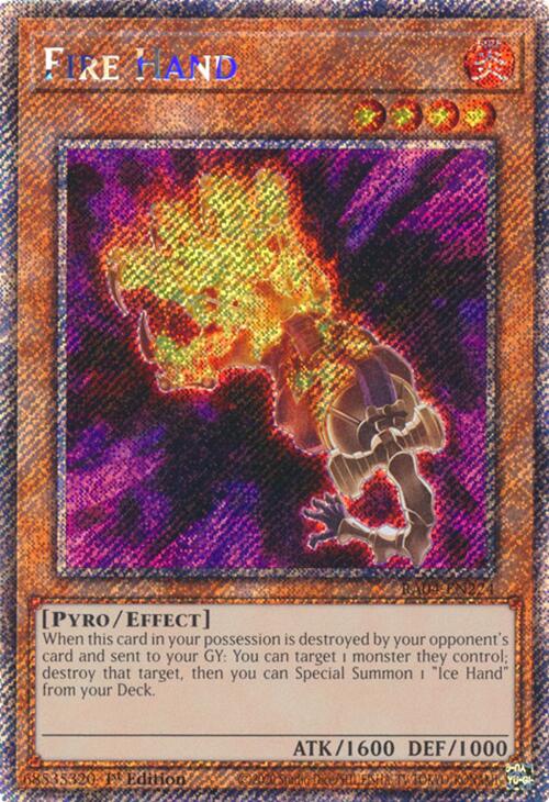 Fire Hand [RA04-EN224] Platinum Secret Rare | Pegasus Games WI