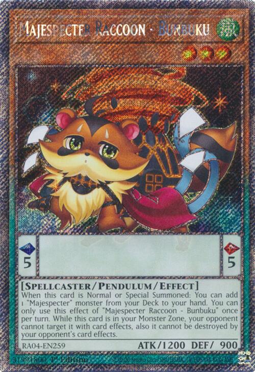 Majespecter Raccoon - Bunbuku [RA04-EN259] Platinum Secret Rare | Pegasus Games WI
