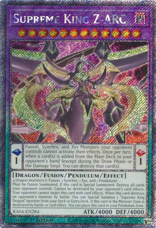 Supreme King Z-ARC [RA04-EN284] Platinum Secret Rare | Pegasus Games WI