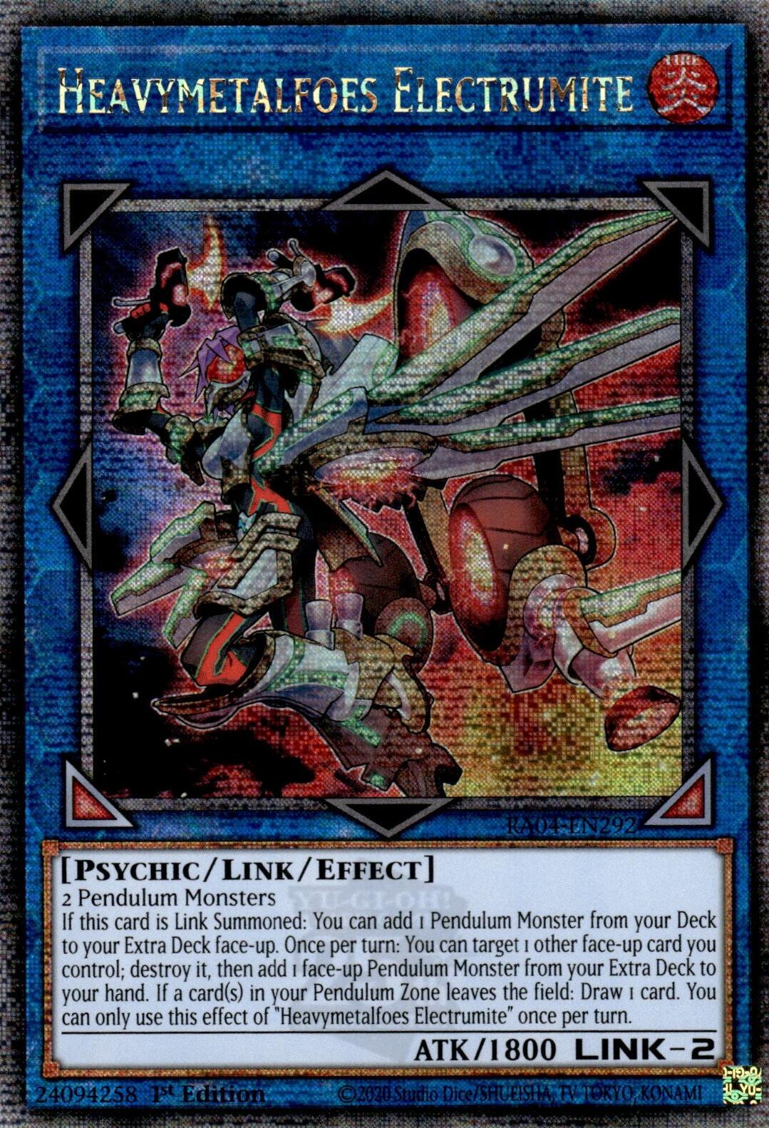 Heavymetalfoes Electrumite [RA04-EN292] Quarter Century Secret Rare | Pegasus Games WI