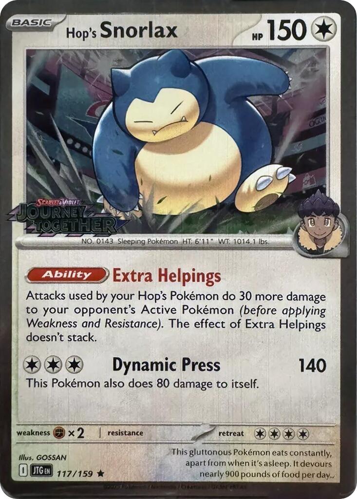 Hop's Snorlax (117/159) (Cosmos Holo) [Scarlet & Violet: Journey Together] | Pegasus Games WI
