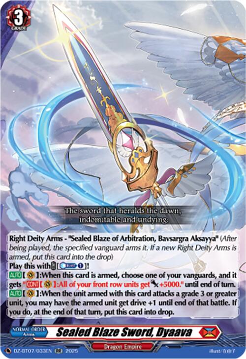 Sealed Blaze Sword, Dyaava (DZ-BT07/033EN) [DZ-BT07: Moon Fangs & Cerulean Blaze] | Pegasus Games WI